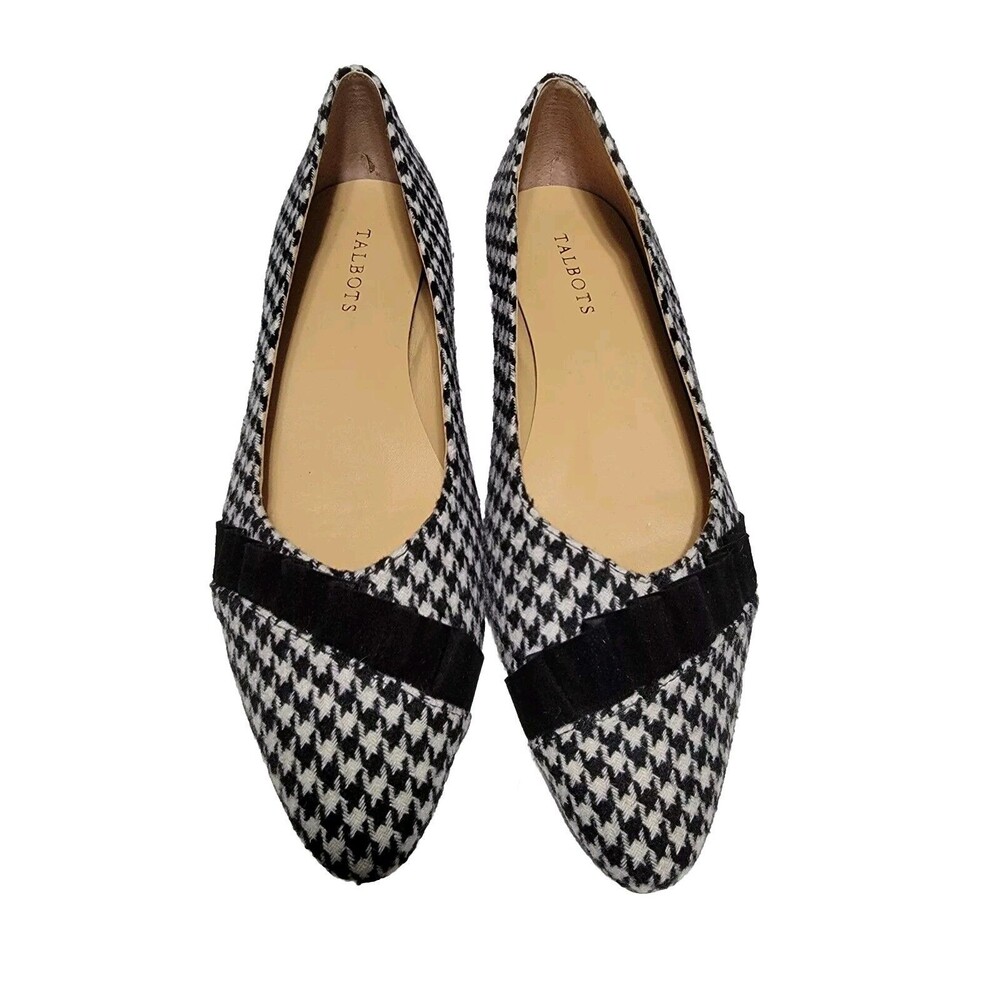 NWT Talbots Edison Pleated Flats - Houndstooth 10.5 M